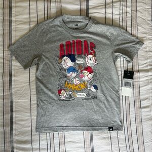 adidas Grey Graphic Baseball Cartoon Tee